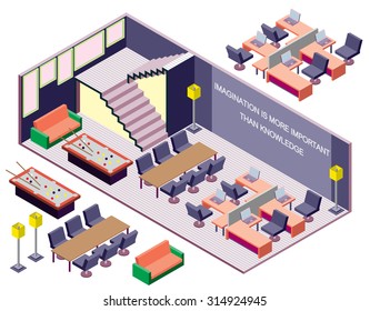 illustration of info graphic interior  room concept in isometric graphic