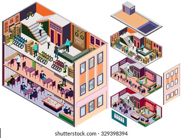 illustration of info graphic interior  room concept in isometric graphic