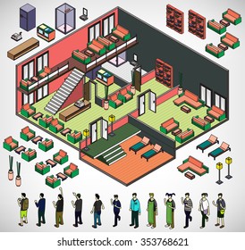 illustration of info graphic interior  room concept in isometric graphic