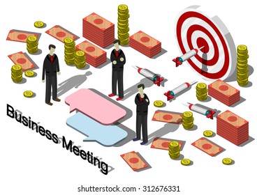 illustration of info graphic money equipment concept in isometric 3 D graphic