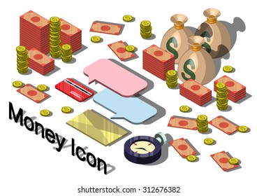 illustration of info graphic money equipment concept in isometric 3 D graphic