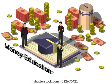 illustration of info graphic money equipment concept in isometric 3 D graphic