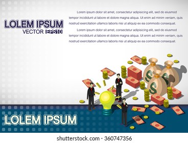 illustration of info graphic money equipment concept in isometric 3D graphic