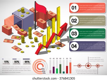 illustration of info graphic money equipment concept in isometric 3D graphic