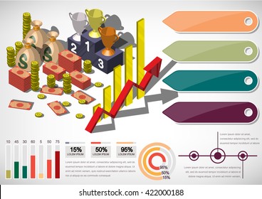 illustration of info graphic money equipment concept in isometric 3D graphic