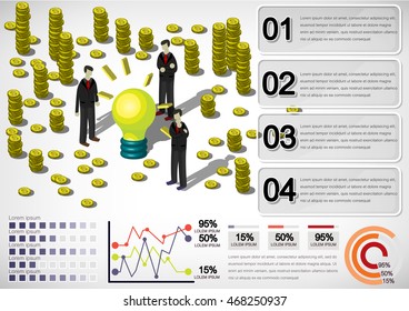 illustration of info graphic money equipment concept in isometric 3D graphic