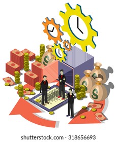 illustration of info graphic money management concept in isometric graphic