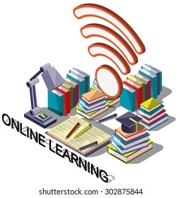 illustration of info graphic on line education concept in isometric graphic