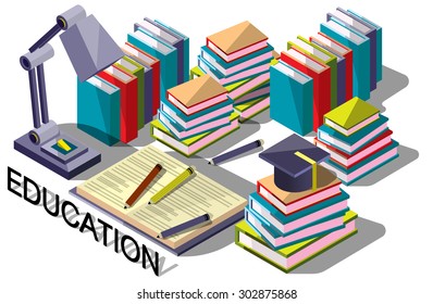 illustration of info graphic on line education concept in isometric graphic