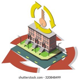 illustration of info graphic real estate agent concept in isometric graphic