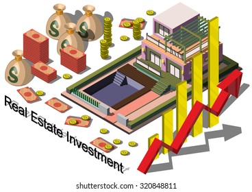 illustration of info graphic real estate investment concept in isometric graphic