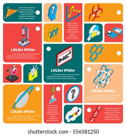 illustration of info graphic science icons set concept in isometric graphic