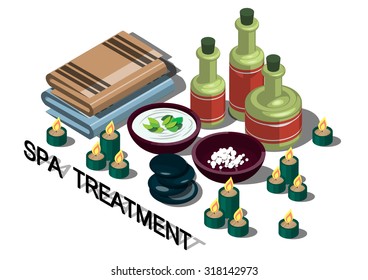 illustration of info graphic spa treatment concept in isometric graphic