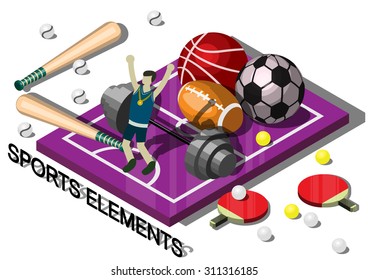 illustration of info graphic sports equipment concept in isometric graphic