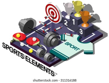 illustration of info graphic sports equipment concept in isometric graphic