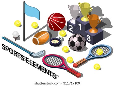 illustration of info graphic sports equipment concept in isometric graphic