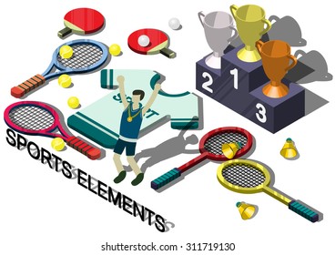 illustration of info graphic sports equipment concept in isometric graphic