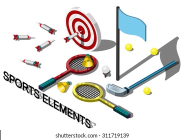 illustration of info graphic sports equipment concept in isometric graphic