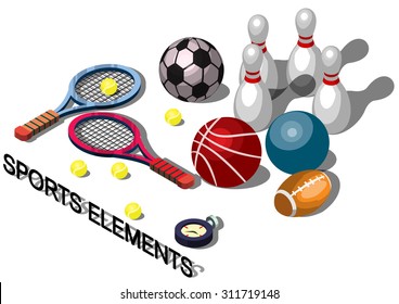 illustration of info graphic sports equipment concept in isometric graphic