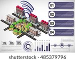 illustration of info graphic urban city wifi concept in isometric graphic