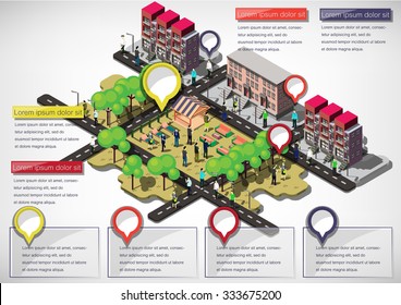 illustration of info graphic urban city concept in isometric graphic