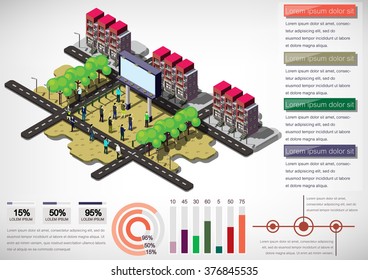 illustration of info graphic urban city concept in isometric graphic