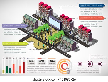 illustration of info graphic urban city concept in isometric graphic