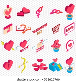 illustration of info graphic valentine icon concept in isometric 3d graphic