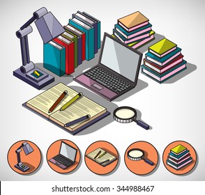 illustration of infographic education concept in isometric graphic