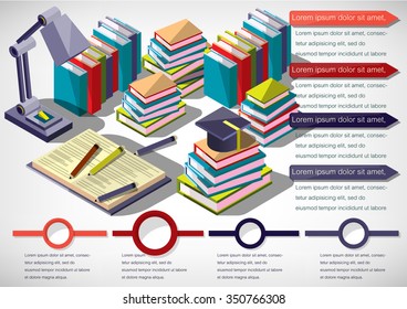 illustration of infographic education concept in isometric graphic