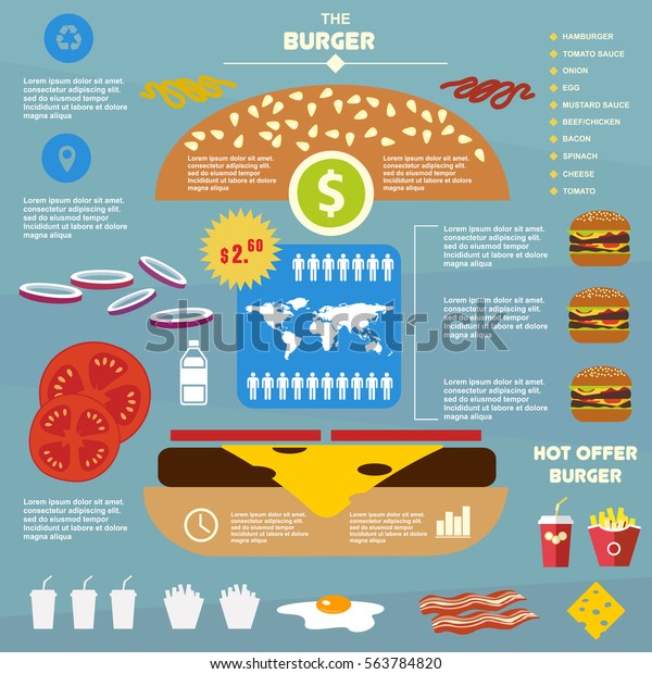 Illustration Infographic Fast Food Elements 스톡 벡터(로열티 프리) 563784820 ...