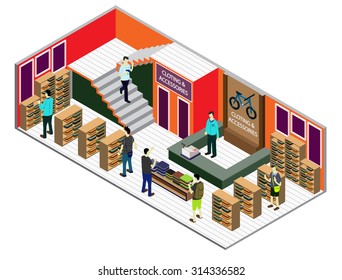 illustration of infographic interior  room concept in isometric graphic