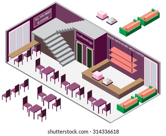 illustration of infographic interior  room concept in isometric graphic