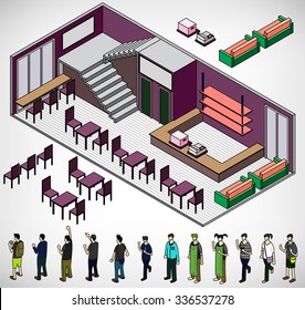 illustration of infographic interior  room concept in isometric graphic