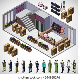 illustration of infographic interior  room concept in isometric graphic