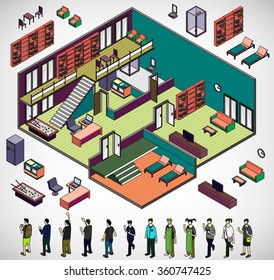 illustration of infographic interior  room concept in isometric graphic