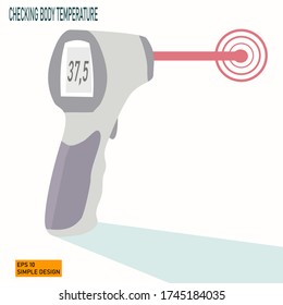 
Abbildung eines Infrarot-Thermometers in einem flachen Stil. ein Schutzwerkzeug gegen das Corona-Virus.