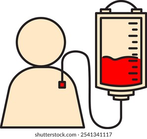 Illustration eines Infusionssymbols, ein Symbol für Aufmerksamkeit und Fürsorge für Bedürftige. Jeder Tropfen bringt Hoffnung und Heilung für diejenigen, die kämpfen,