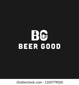 Illustration Initial B,G with negative space beer logo design inspiration badge