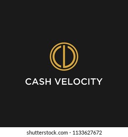 Illustration Initial CV are combined into one in a circle coin logo design
