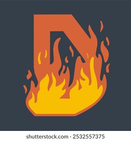 Illustration initial D sign with fire inside for firefighting company logo design