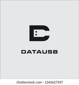 Illustration Initial D USB shape logo design inspiration