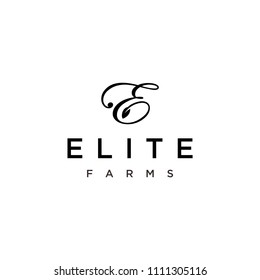 Illustration initial design logo E with leaf for luxury farm company symbol design