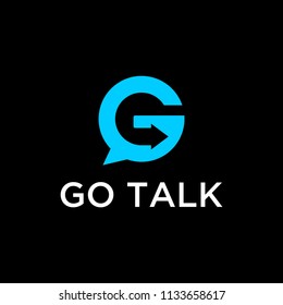 Illustration initial G bubble talk with arrow symbol logo design