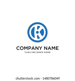 Illustration initial K letter steering wheel for a steering wheel car company logo design