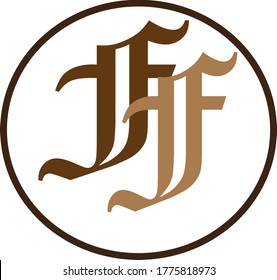 illustration of initial letter ff in a circle logo vector