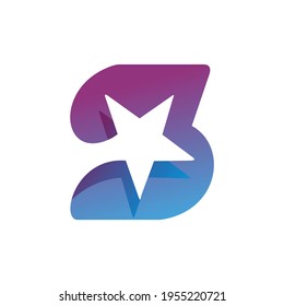 illustration initial letter S and star logo or icon. EPS 10