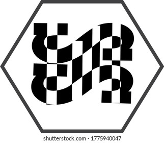 Illustration des Anfangsbuchstabens des überprüften fertigen Renn-Logo