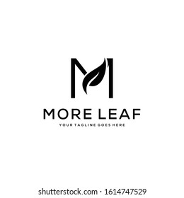 Illustration initial M and Leaf for nature Bouquet logo design