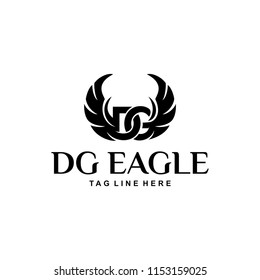 illustration initials DG in the form join with a strong eagle wing logo design